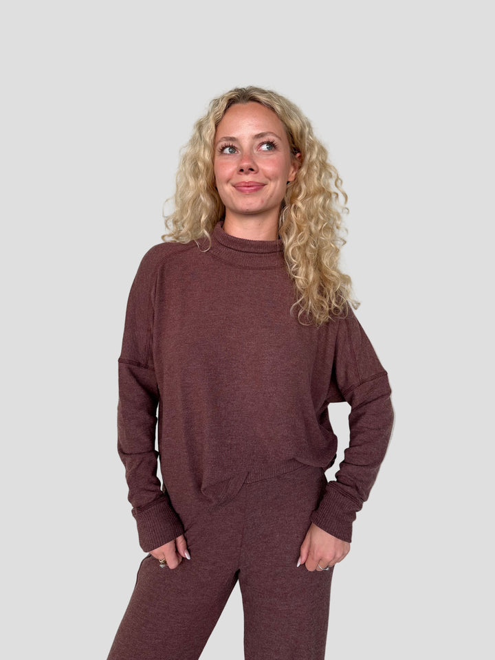 Frida Mock Neck Top - Espresso