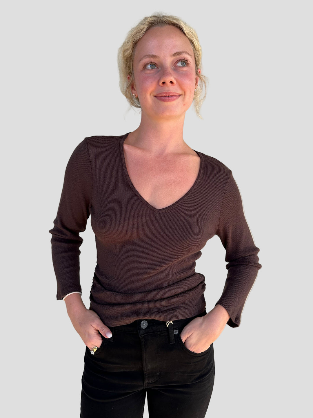 Sylvie Shirred Side Tee - Java