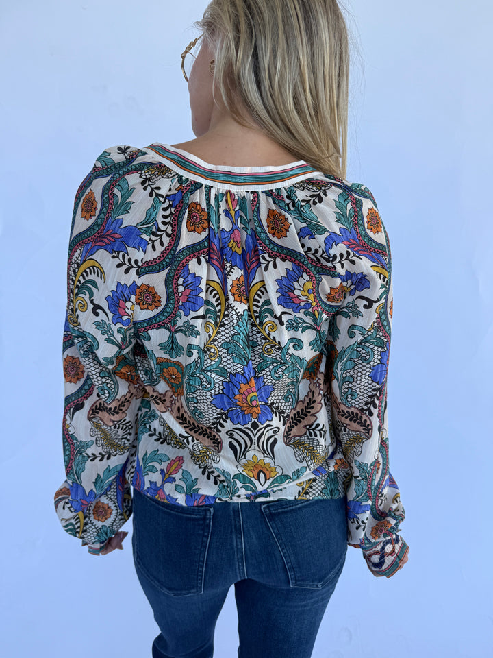 Ivory Print Whitley Blouse