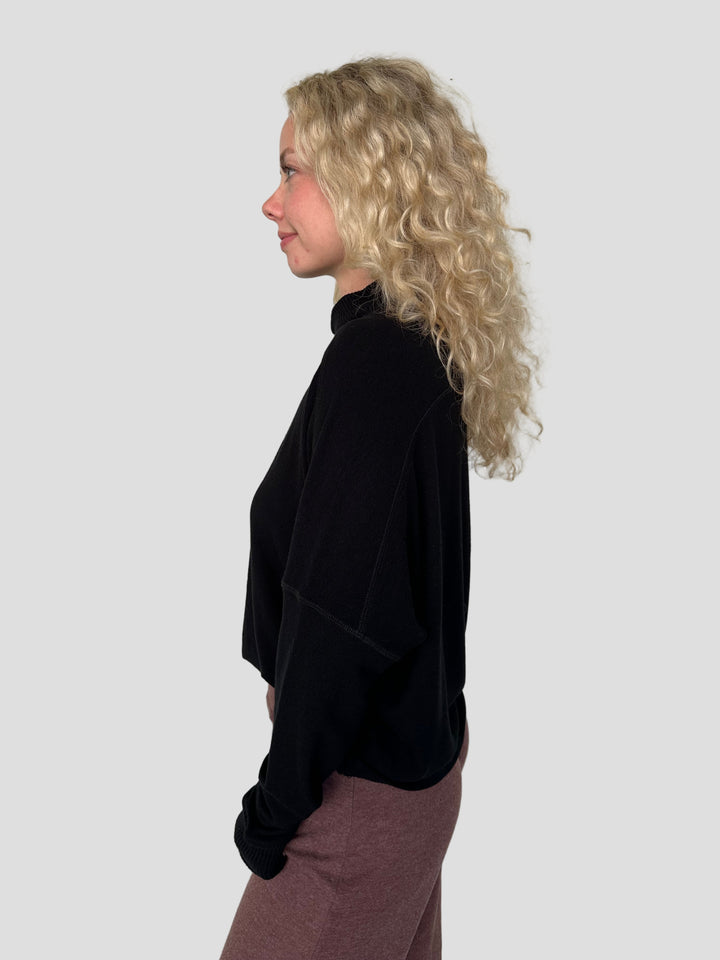 Frida Mock Neck Top - Black