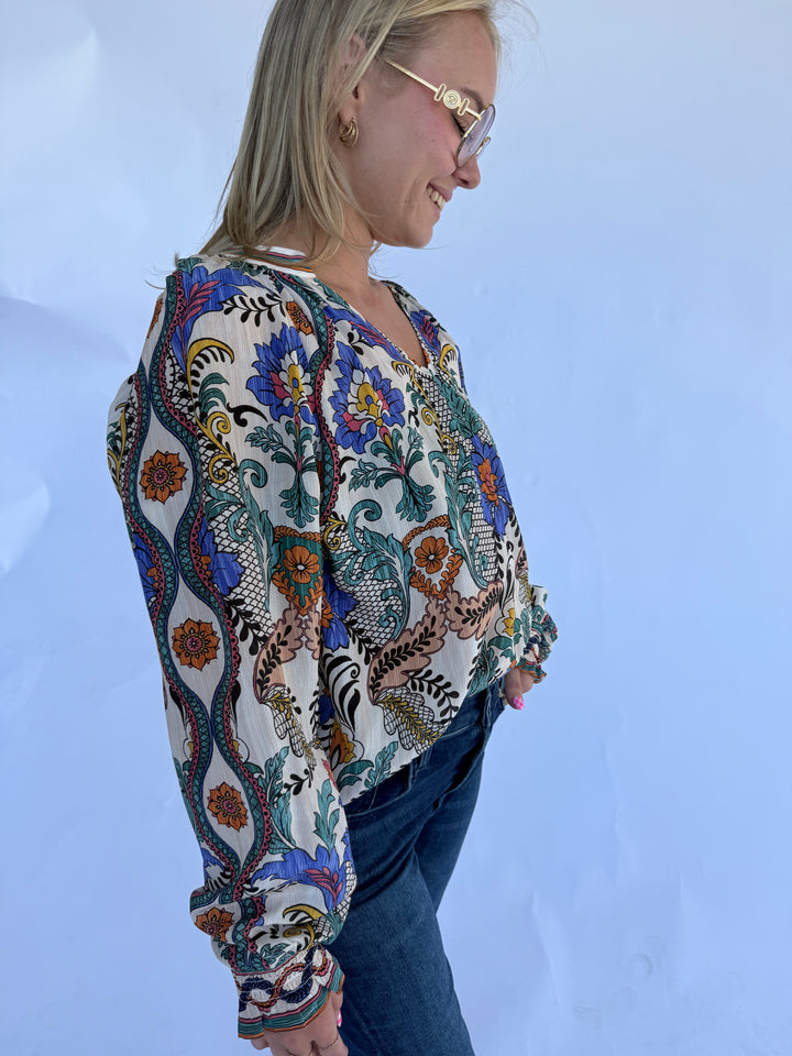 Ivory Print Whitley Blouse