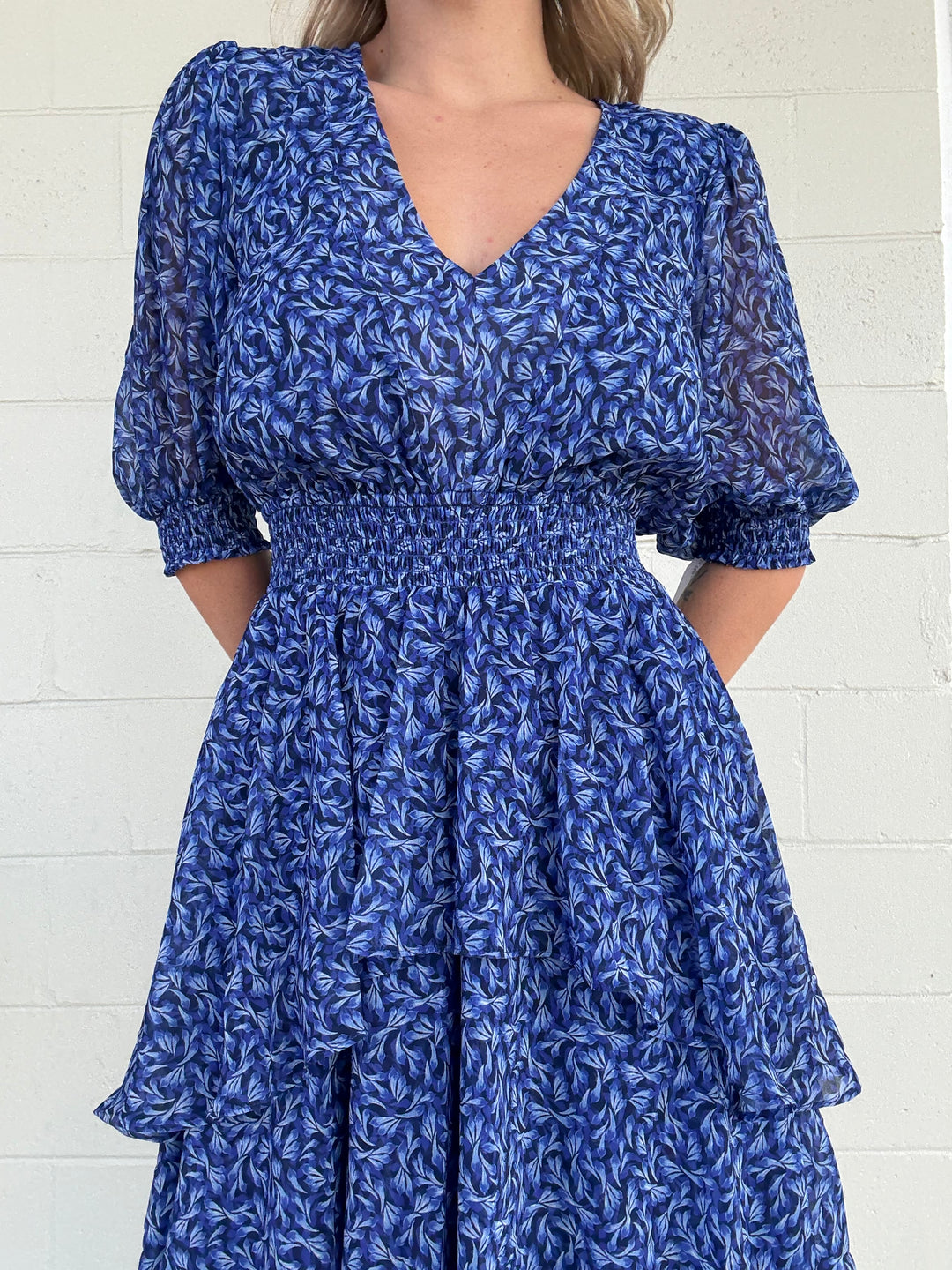 Navy Print Milana Midi Dress