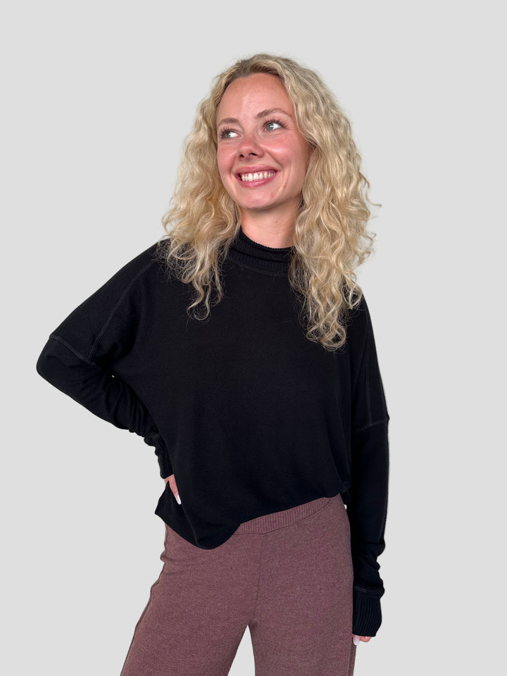 Frida Mock Neck Top - Black