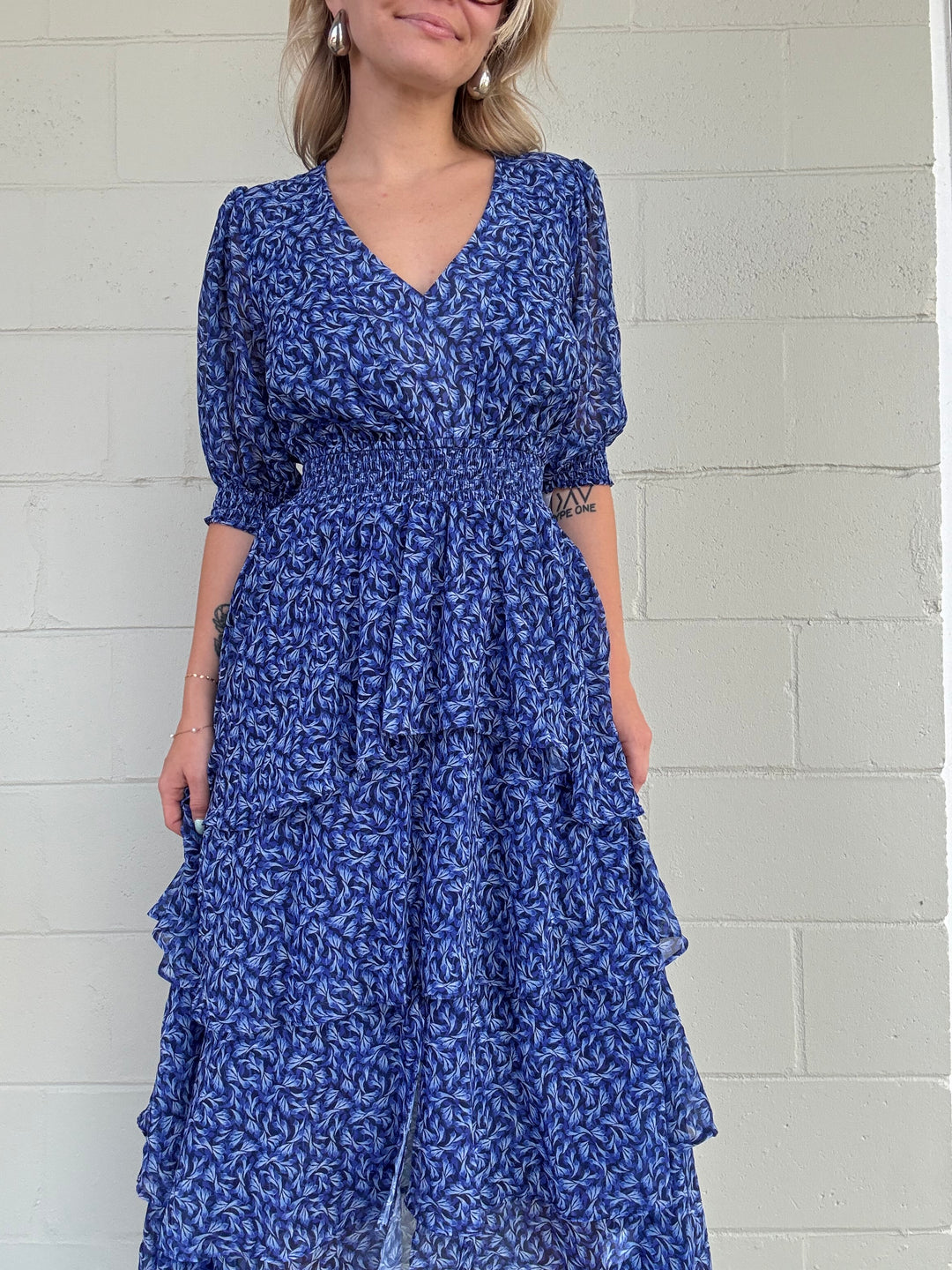 Navy Print Milana Midi Dress