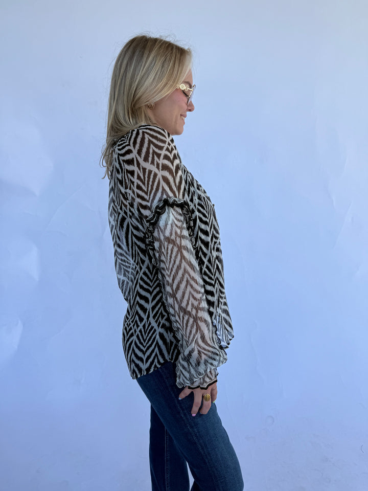 Black with White Linda Blouse