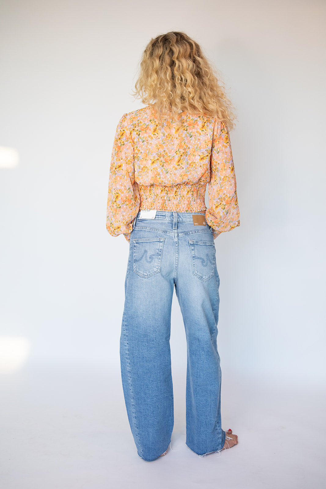 Tangerine Floral Sadie Top