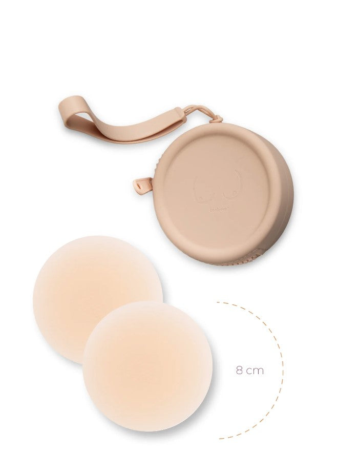 Product Shot Of Boob-eez Silicone Travel Case 8cm Light Tint Nipple Covers With Light Tint Case.