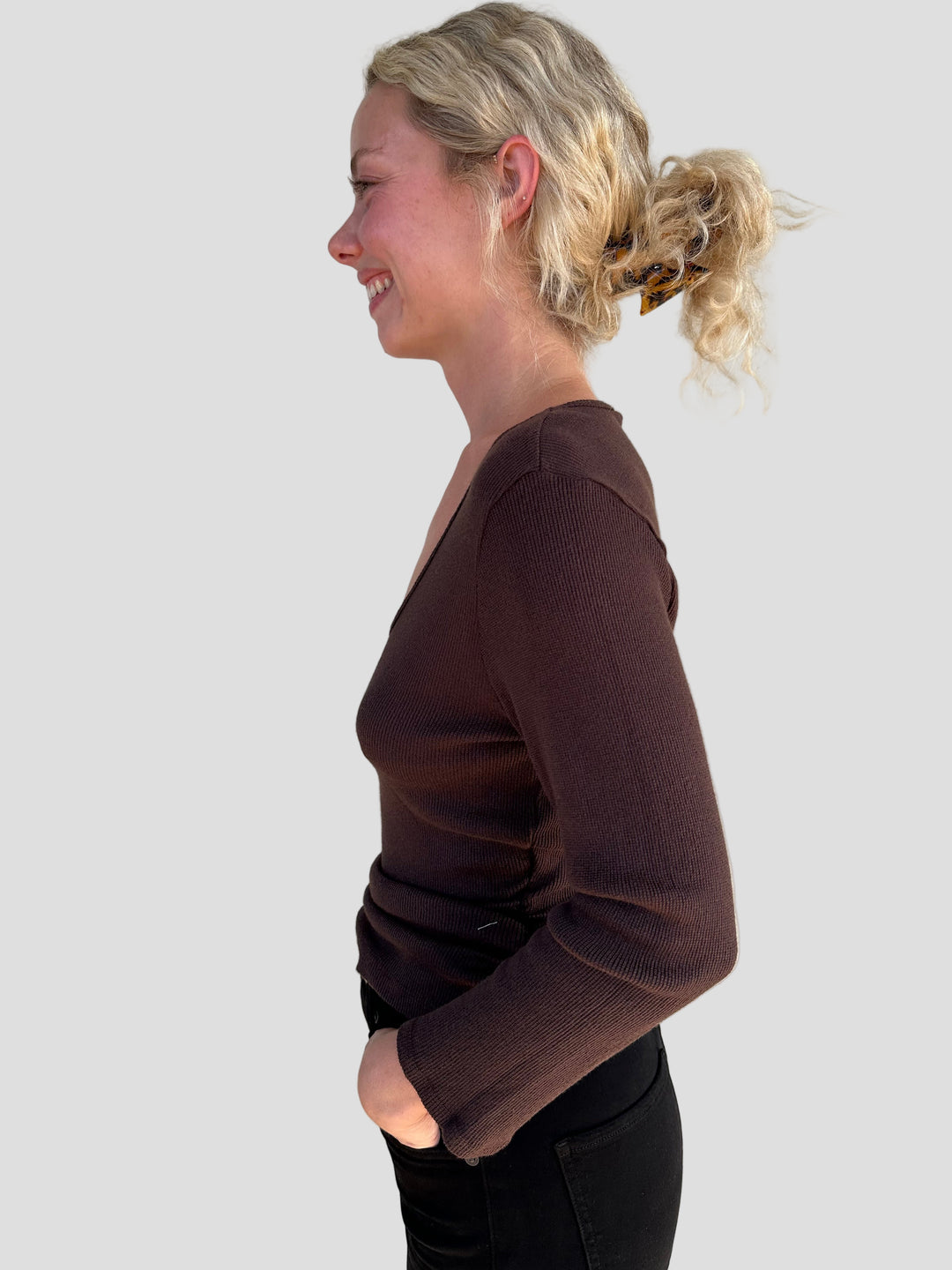 Sylvie Shirred Side Tee - Java