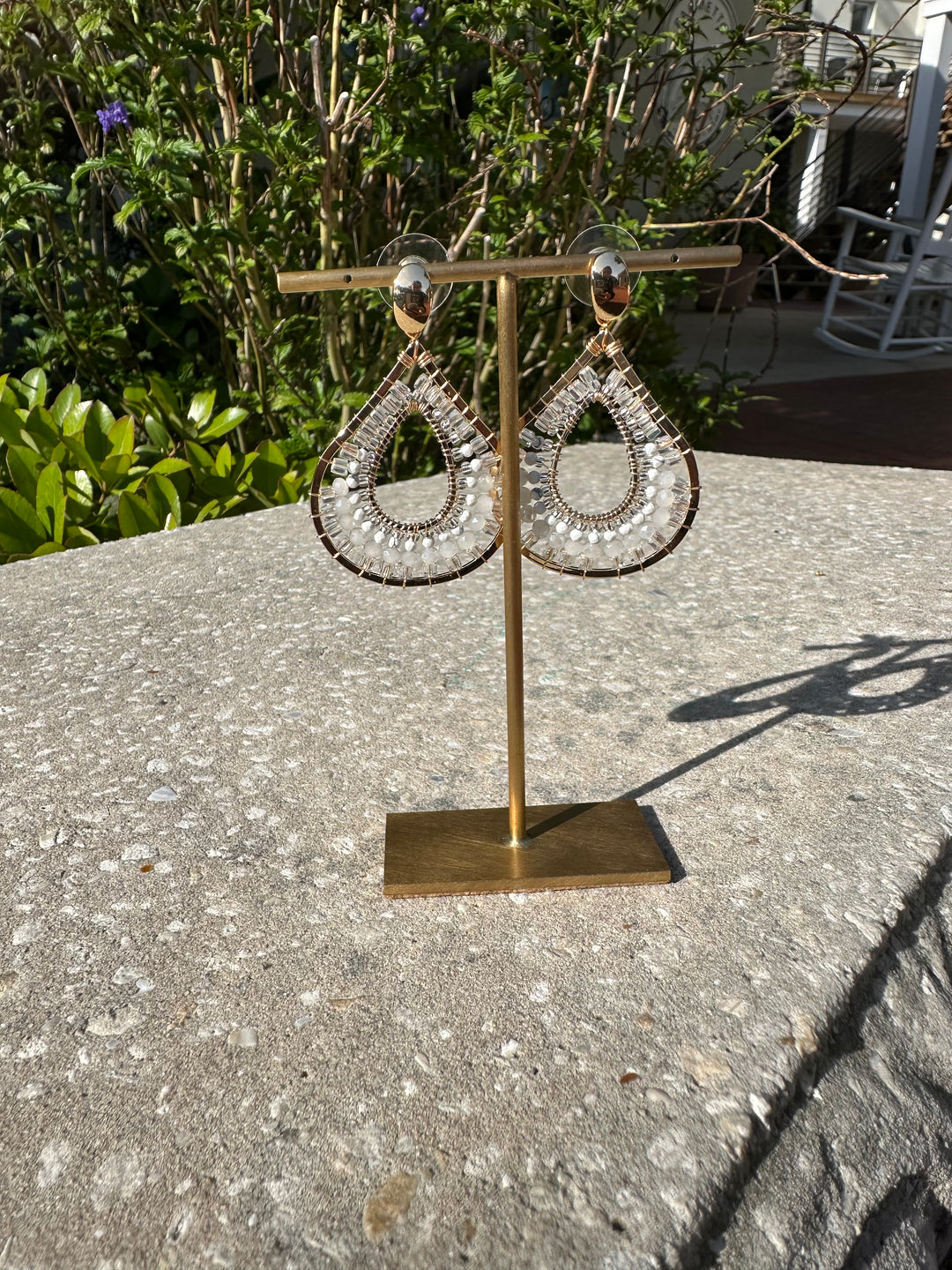 White Bead Earring