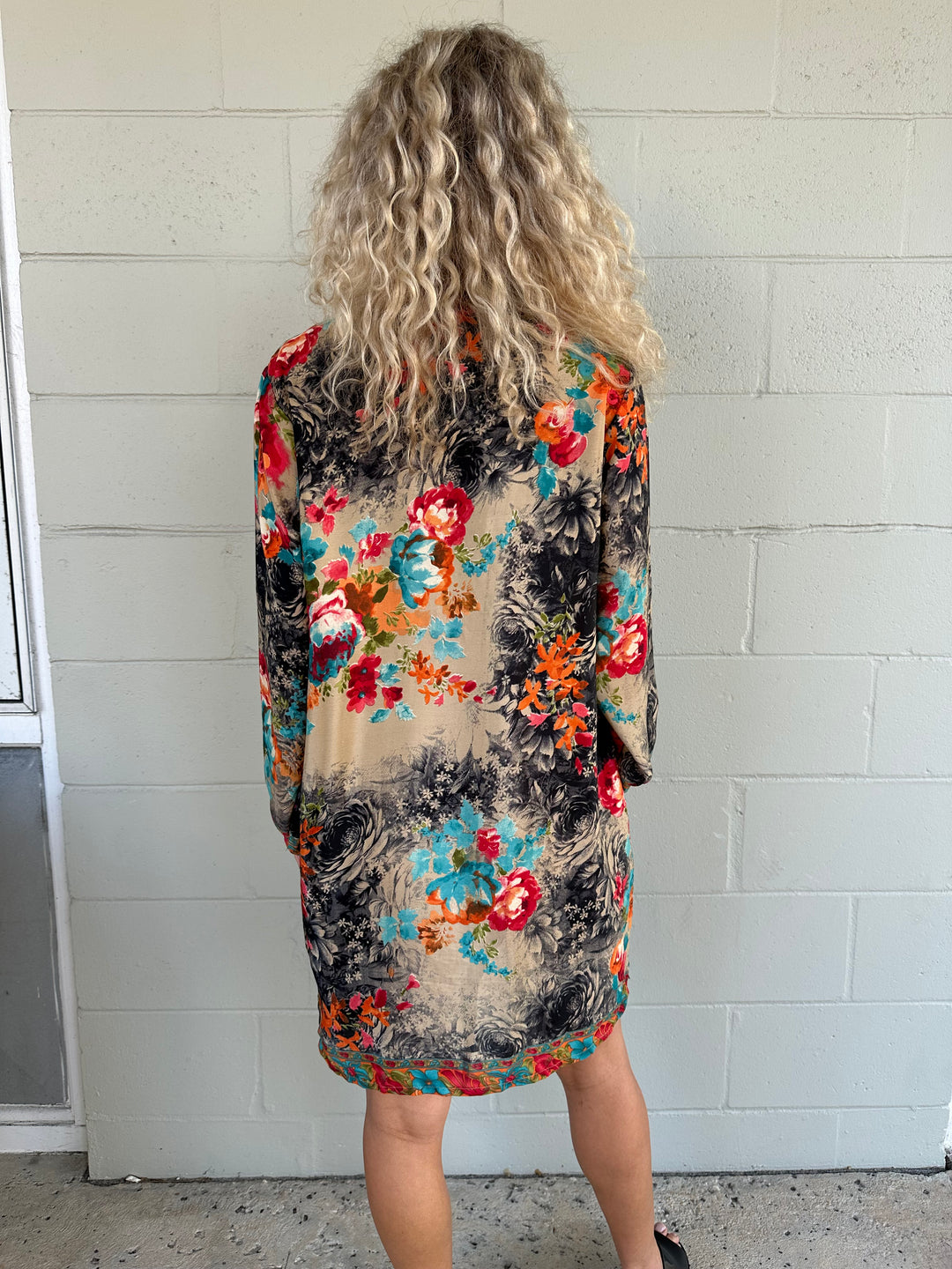 Button Down Shirt Dress - Bright Floral