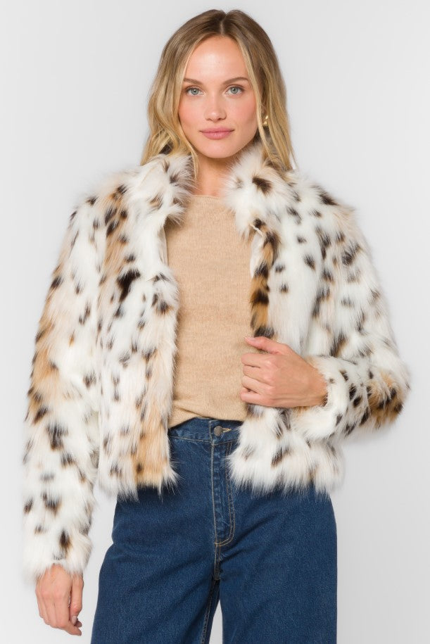 Avril Faux Fur Jacket - Snow Leopard