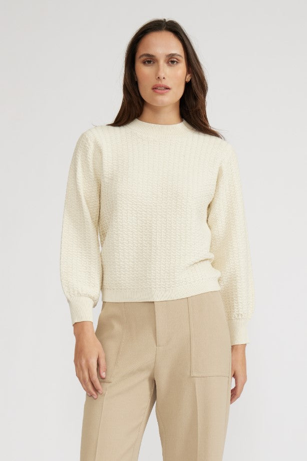 Britney Textured Knit Top - Cream