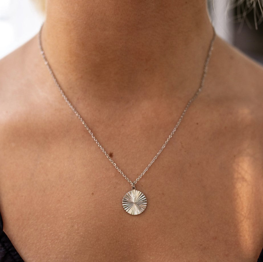 Silver Chasing Sunset Necklace