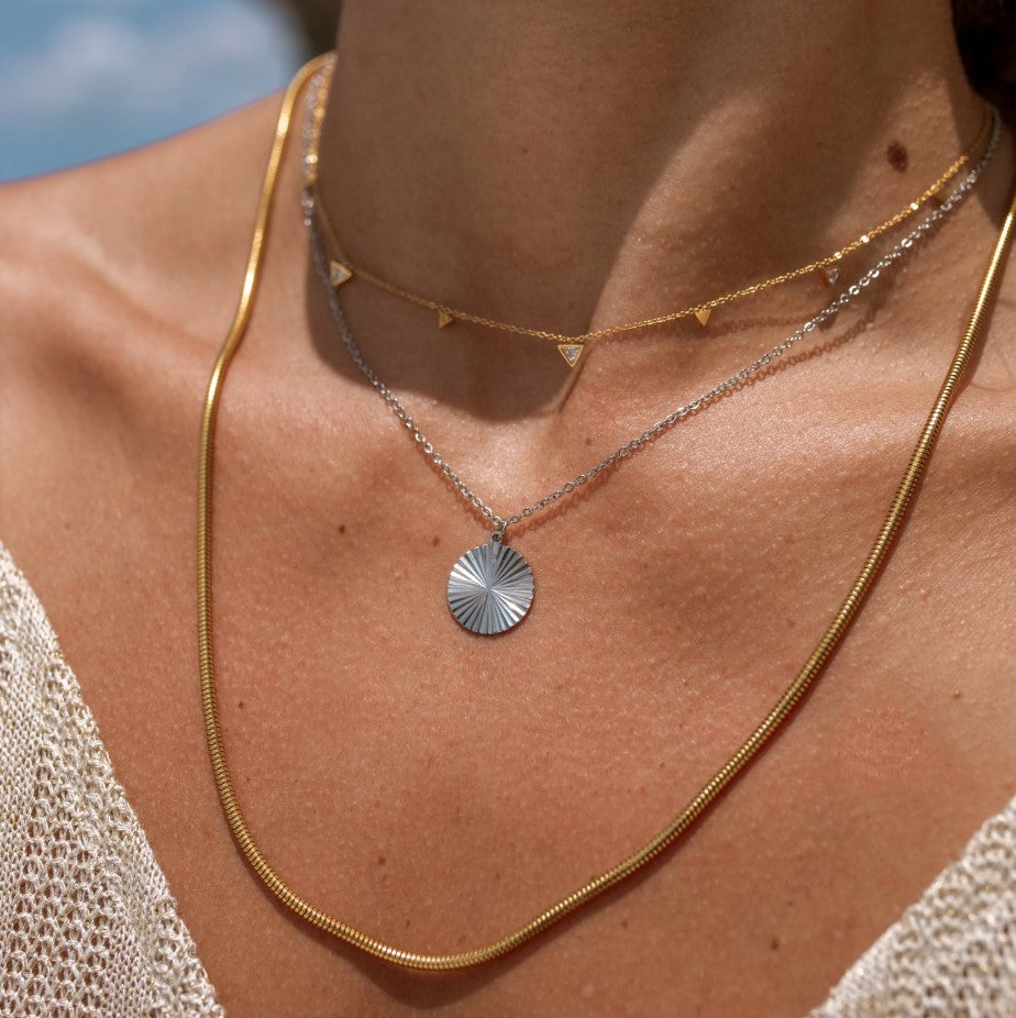 Silver Chasing Sunset Necklace