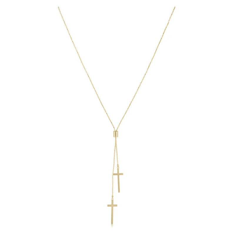 Double Cross Lariat Necklace