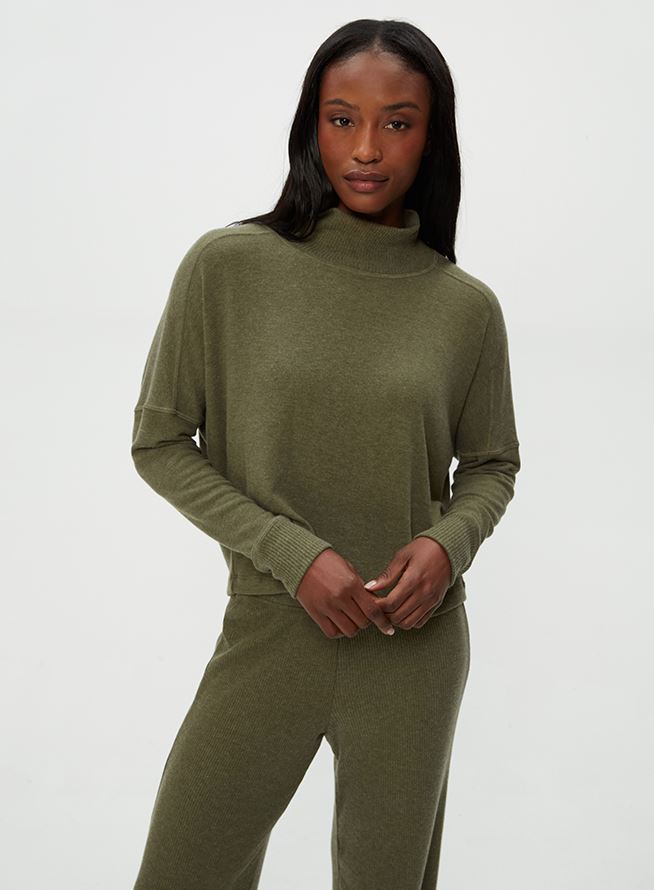 Frida Mock Neck Top - Topiary