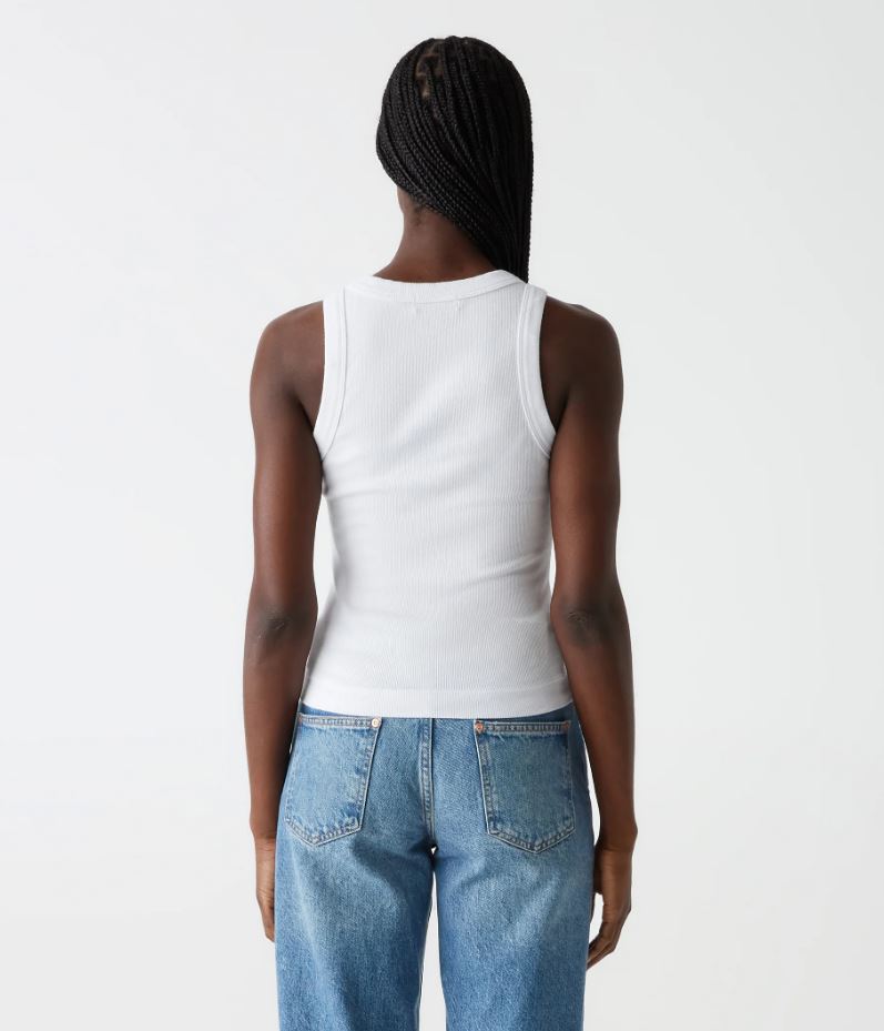 White Gina Wide Binding Crop Tank