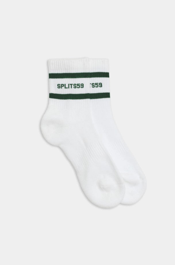 Logo Stripe Quarter Socks - White/Military