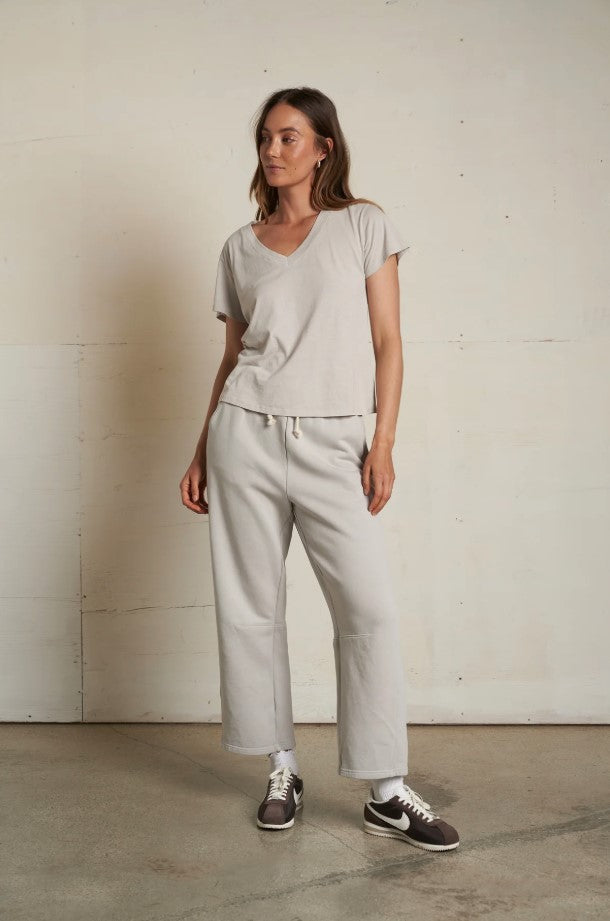 Hendrix Boxy V Neck Tee - Silver