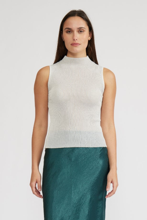 Hilty Mock Neck Top - Silver