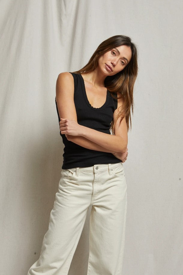 Jordan U Neck Ribbed Tank - True Black