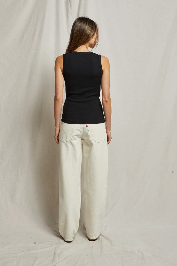 Jordan U Neck Ribbed Tank - True Black