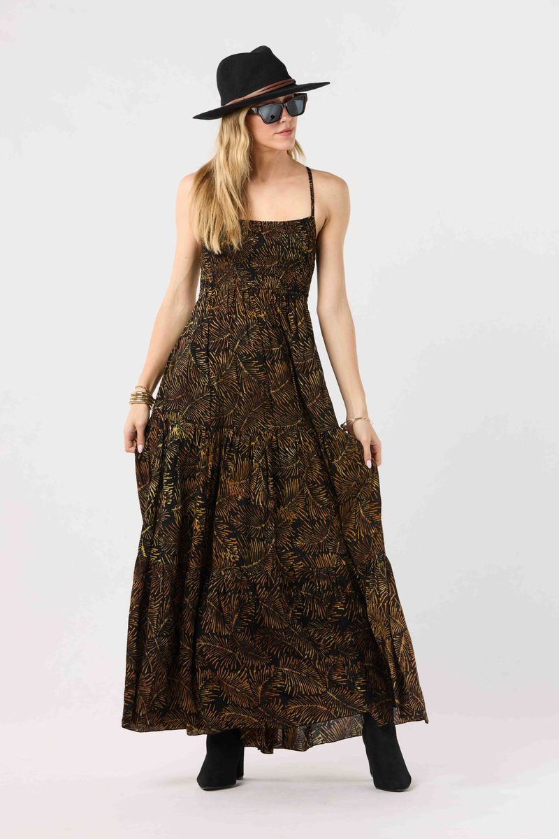 Kailani Maxi Dress - Batik Palms Black