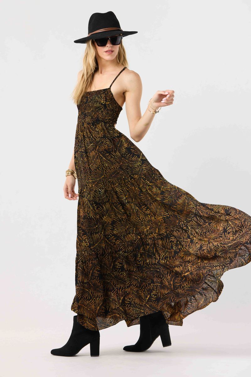 Kailani Maxi Dress - Batik Palms Black
