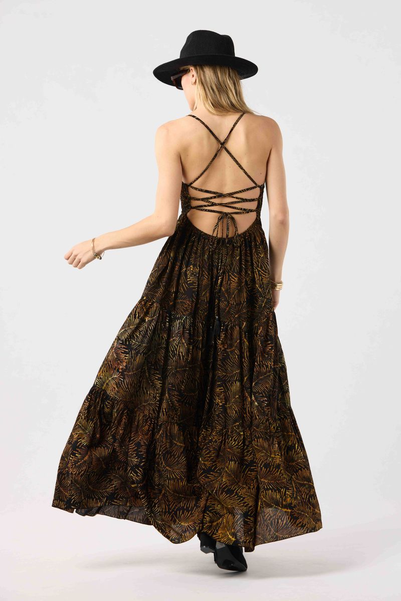 Kailani Maxi Dress - Batik Palms Black