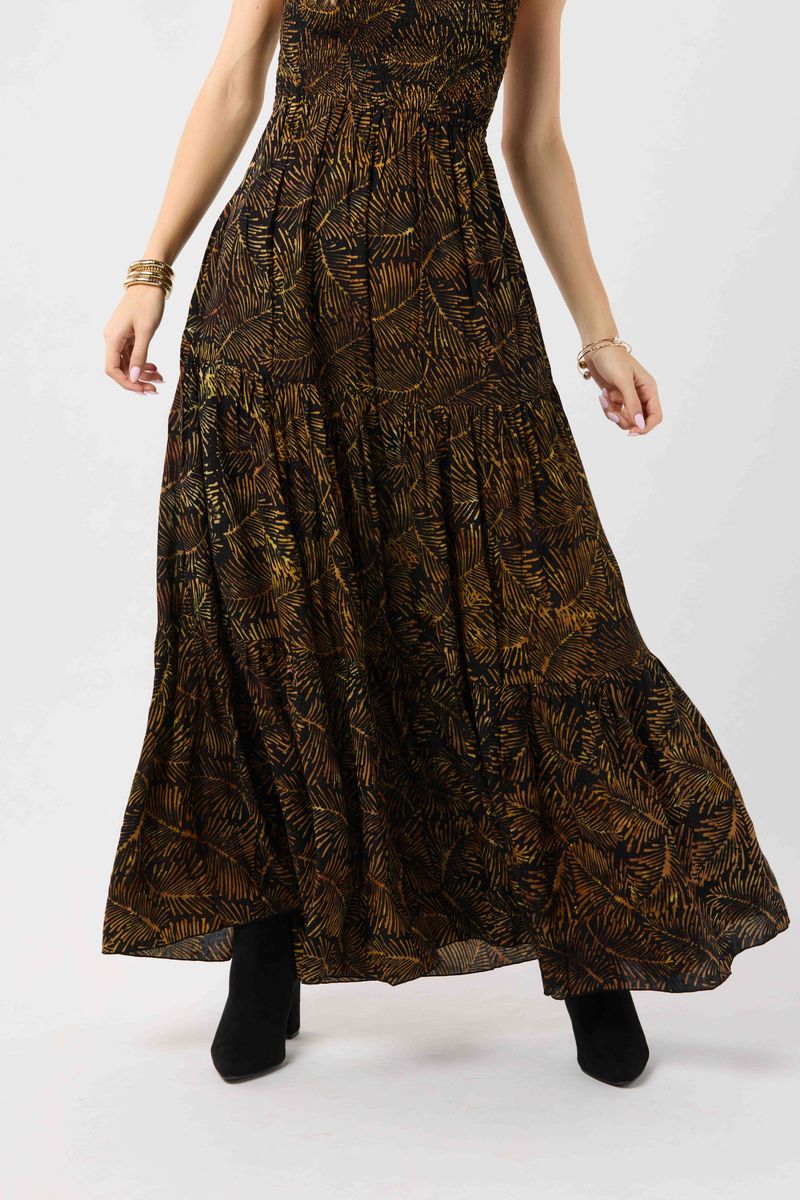 Kailani Maxi Dress - Batik Palms Black