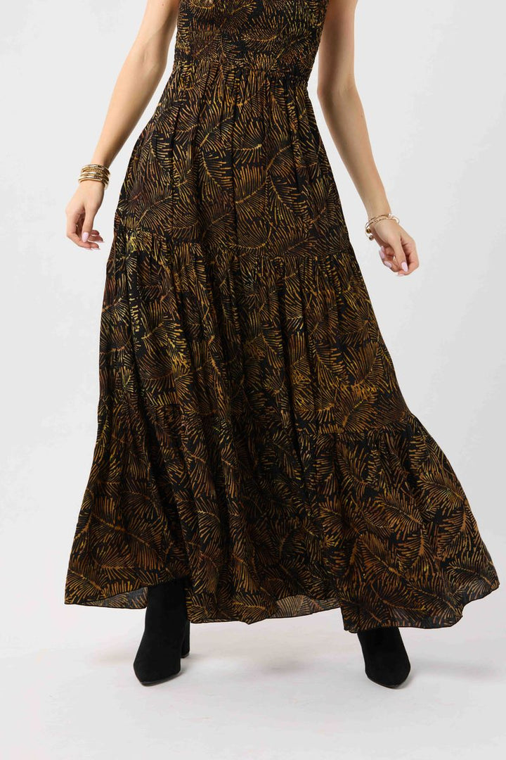 Kailani Maxi Dress - Batik Palms Black