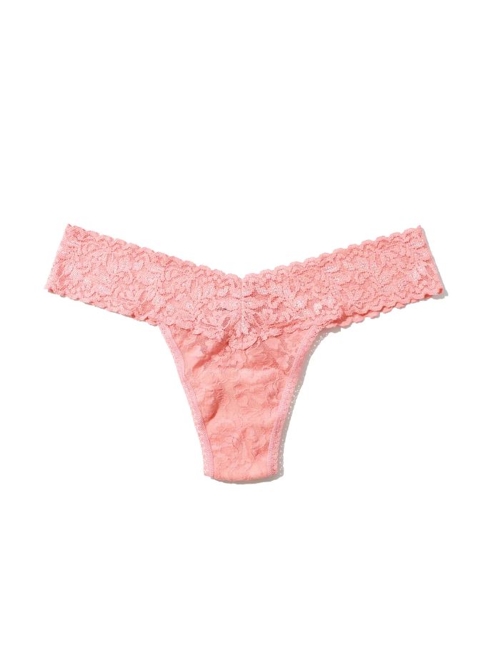 Signature Lace Low Rise Thong - Snapdragon Peach