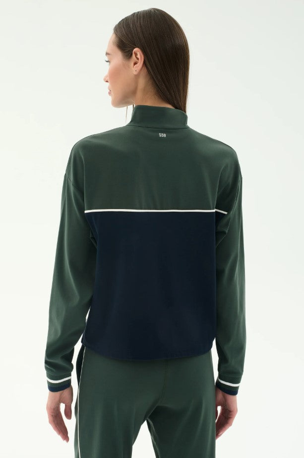 Millie Airweight Half Zip - Military/Indigo