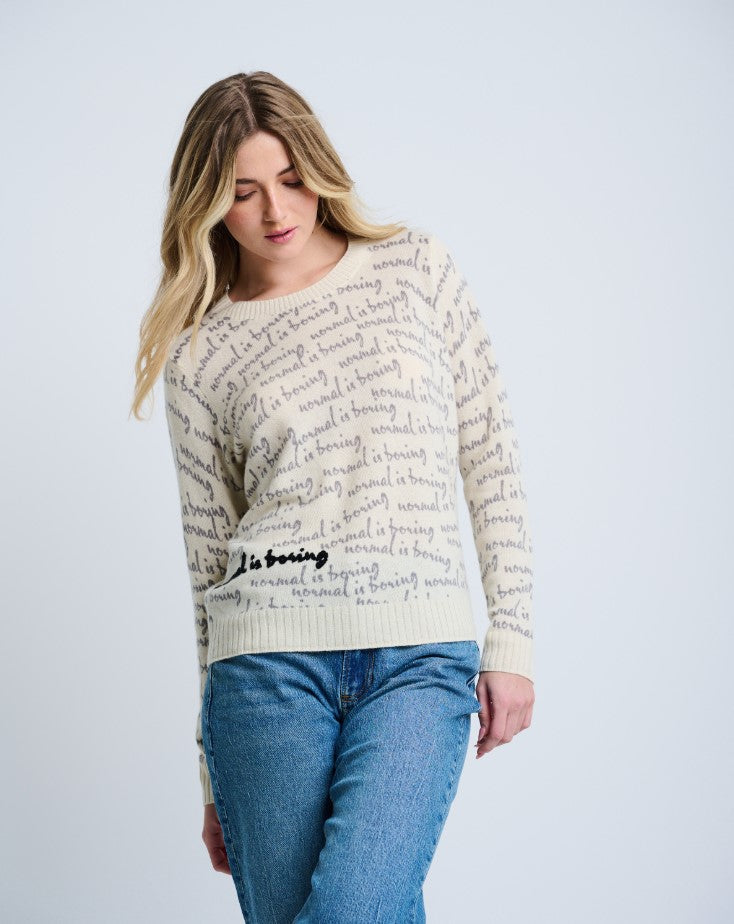 Normal in Boring Cashmere Sweater - Winter White