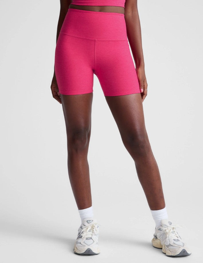 Spacedye Keep Pace Biker Short - Vivid Pink Heather