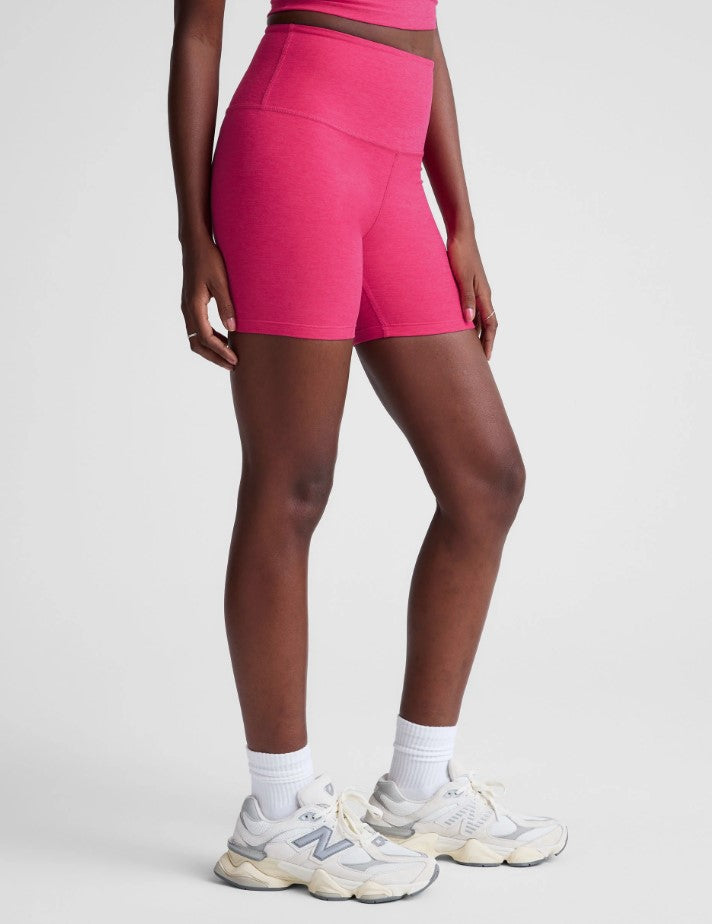 Spacedye Keep Pace Biker Short - Vivid Pink Heather