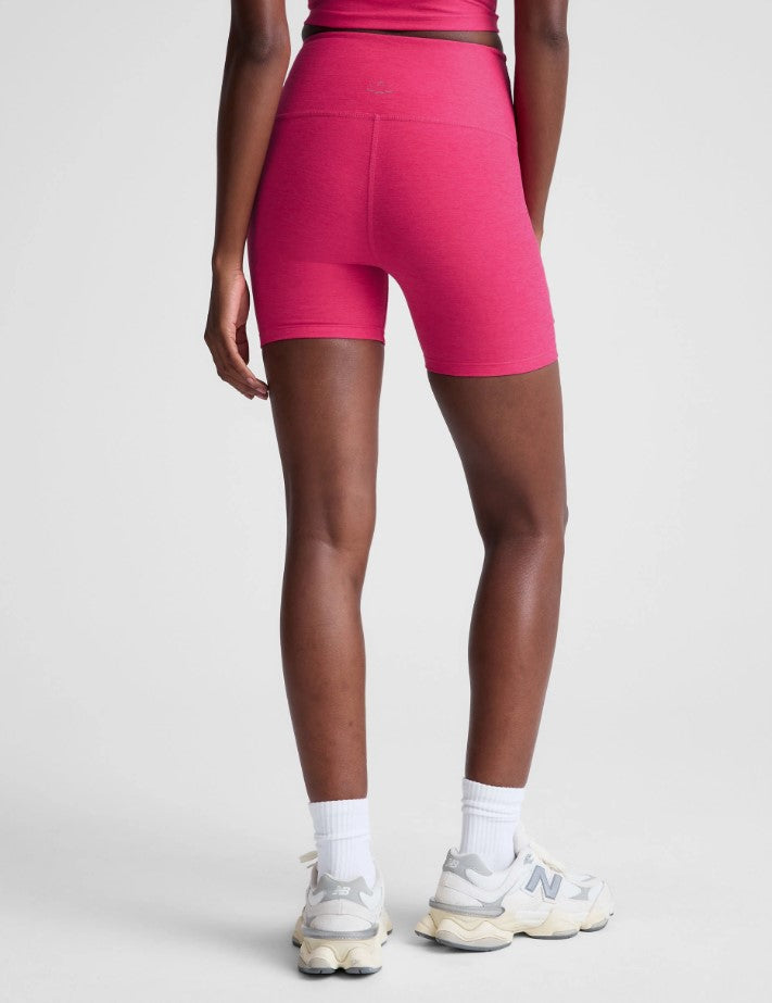 Spacedye Keep Pace Biker Short - Vivid Pink Heather