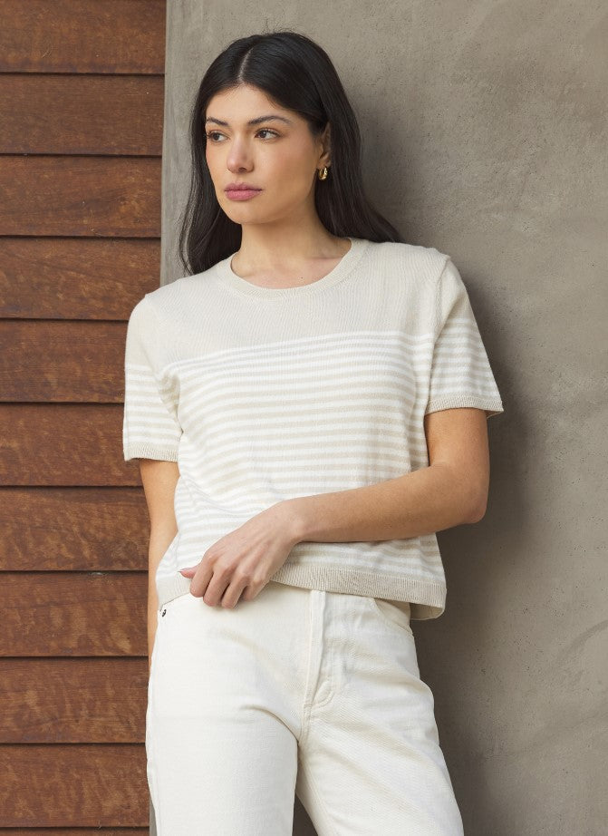 Palmer Striped Tee - Clay Combo