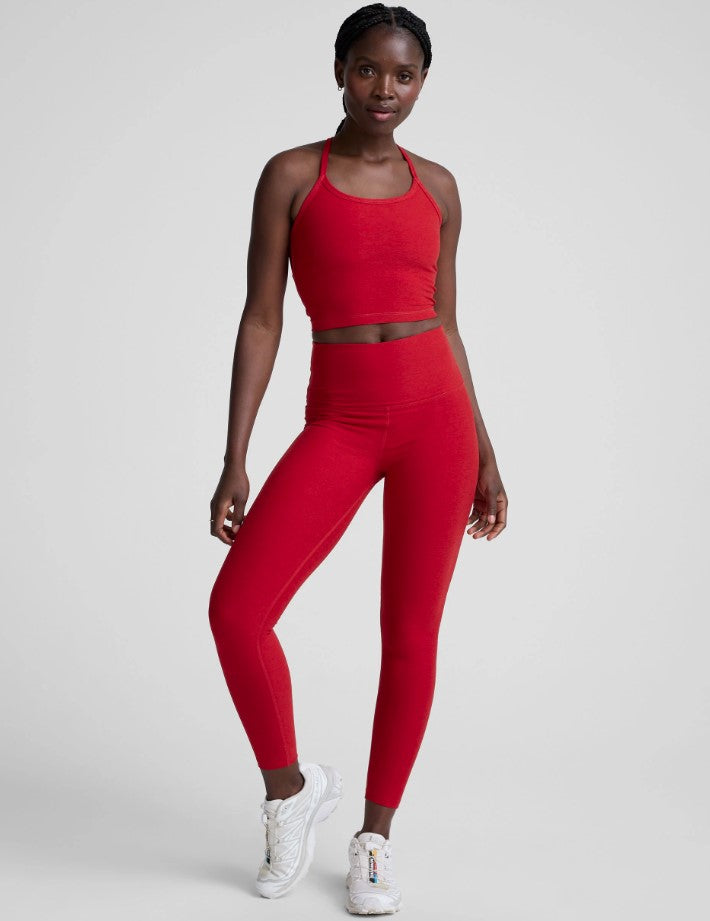 Slim Racerback Cropped Tank - Red Holly Heather