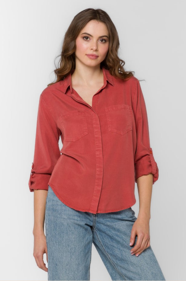Riley Button Down Shirt - Burnt Brick