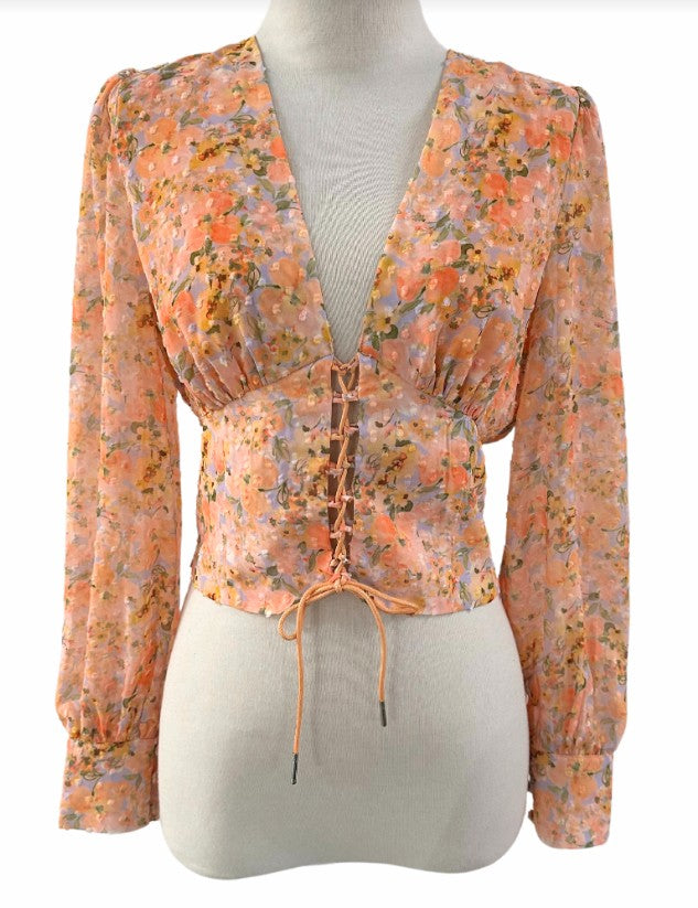Tangerine Floral Sadie Top