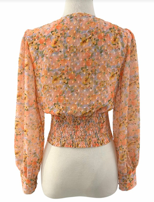 Tangerine Floral Sadie Top