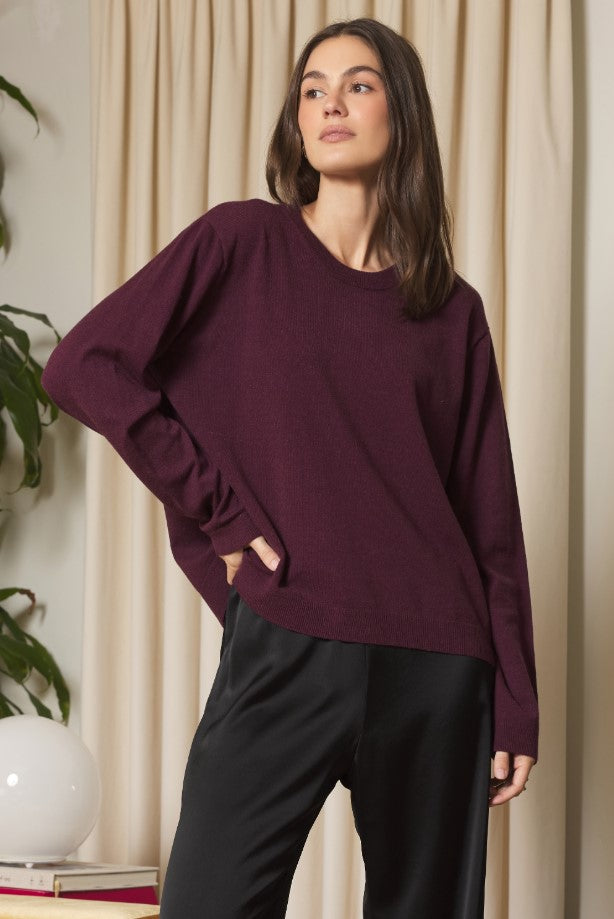 Shane Crewneck Sweater - Cherry