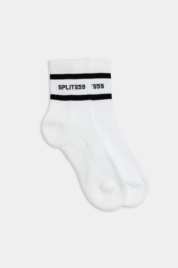 Logo Stripe Quarter Socks - White/Black