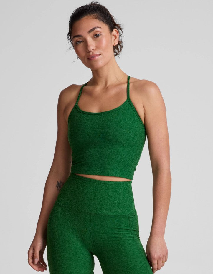 Spacedye Slim Racerback Cropped Tank - Summer Thyme Green Heather