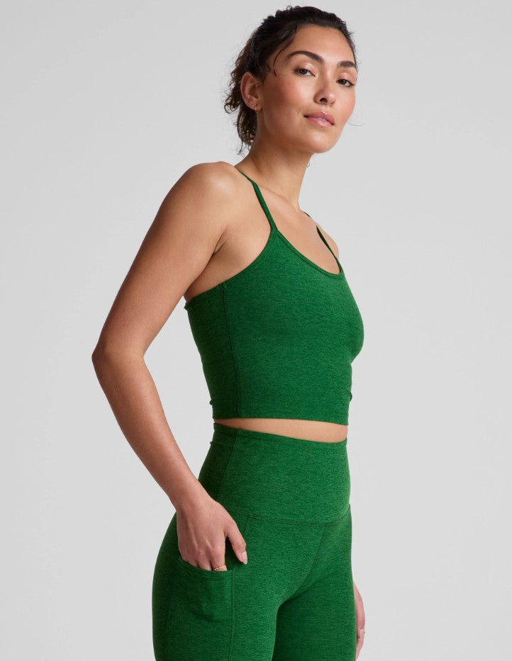 Spacedye Slim Racerback Cropped Tank - Summer Thyme Green Heather