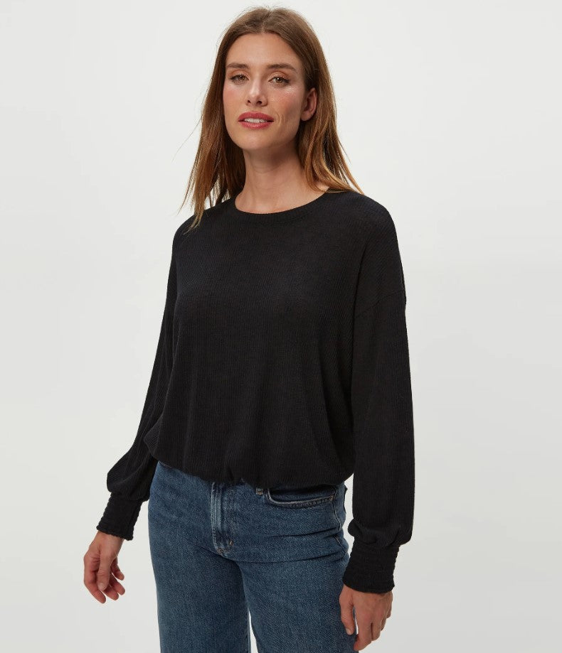 Tia Ribbed Pullover - Black