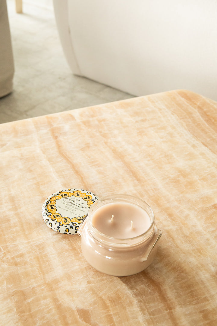 Product shot of Tyler Candle Company candle 11oz size in scent celebrity.