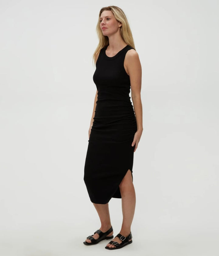 Wren Ruched Midi Dress - Black