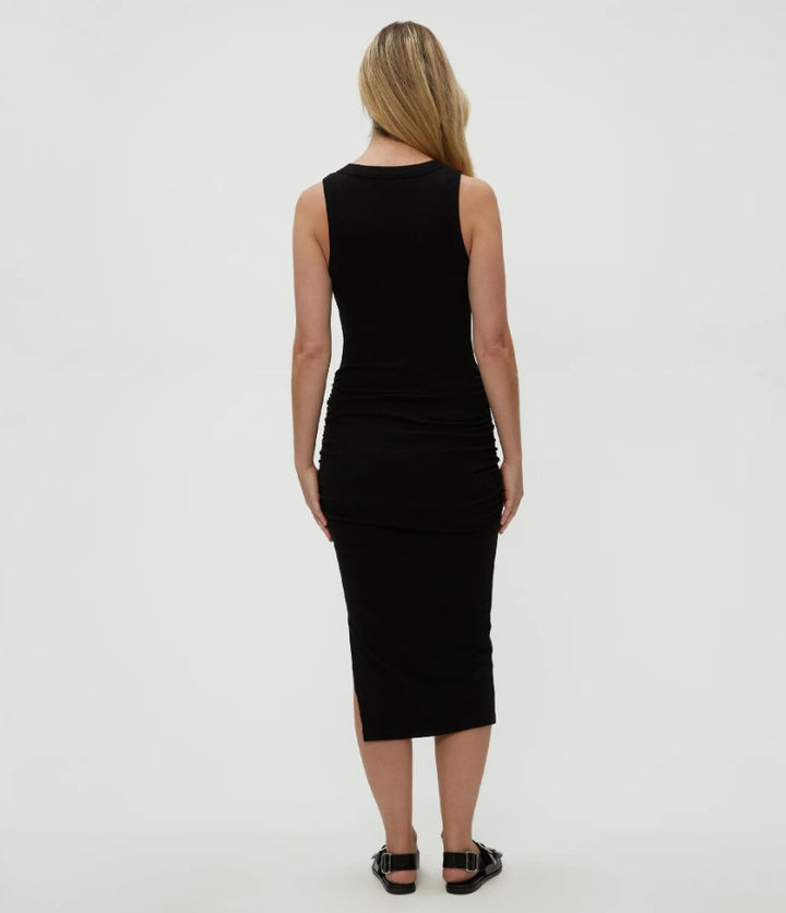 Wren Ruched Midi Dress - Black